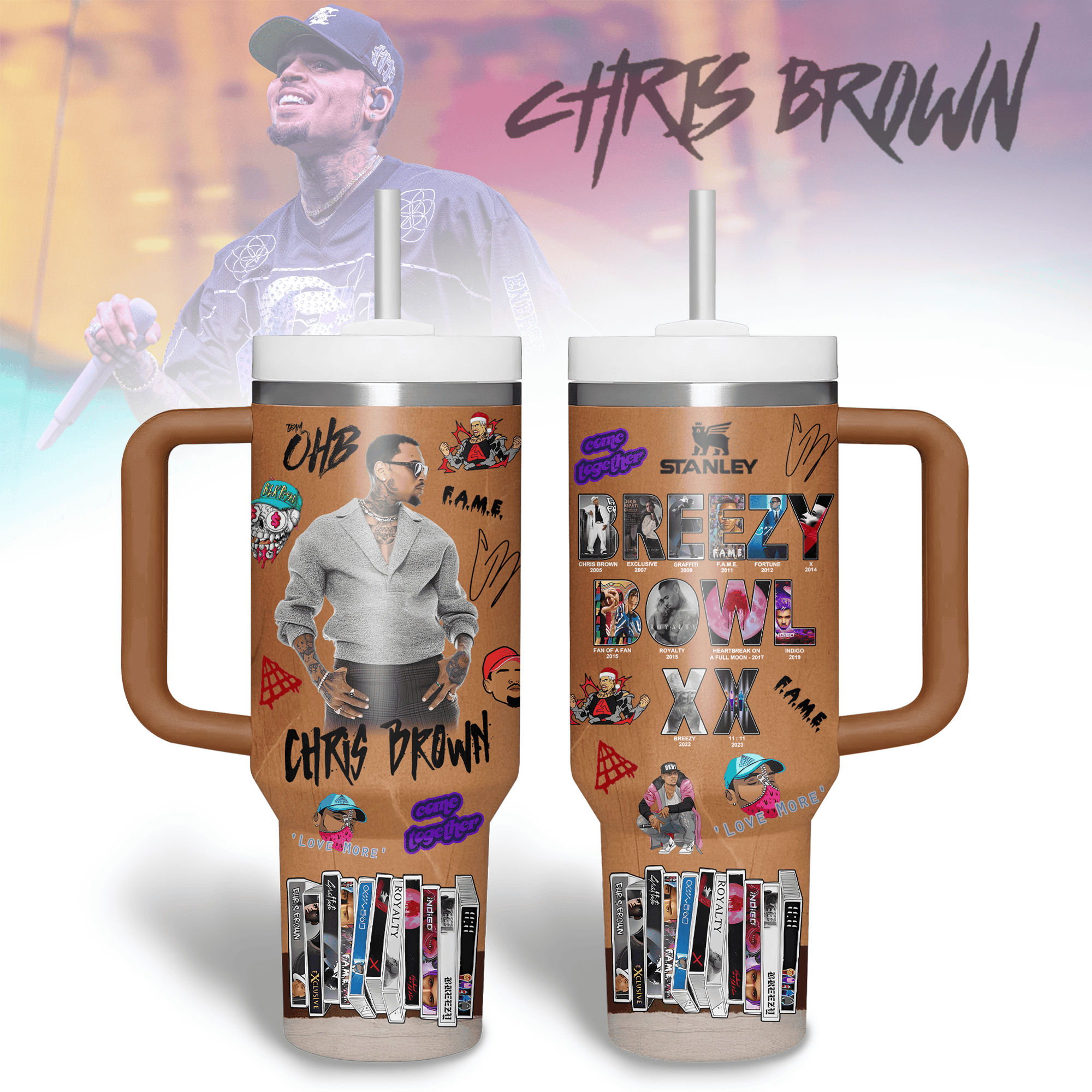 Chris Brown Music Custom Stanley Cup 40 oz 30 oz Tumbler With HandleTVC2301242