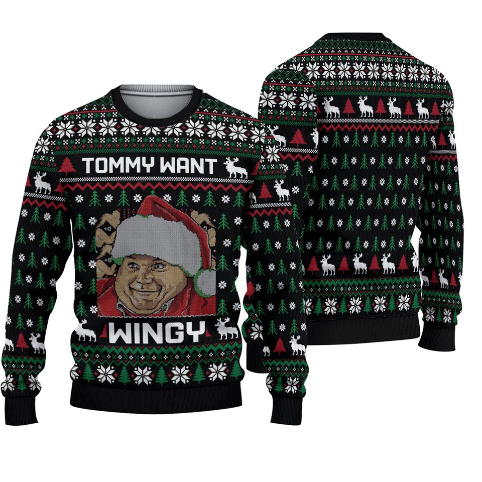 Chris Farley Tommy Likey Tommy Want Wingy Funny Ugly Christmas Sweater