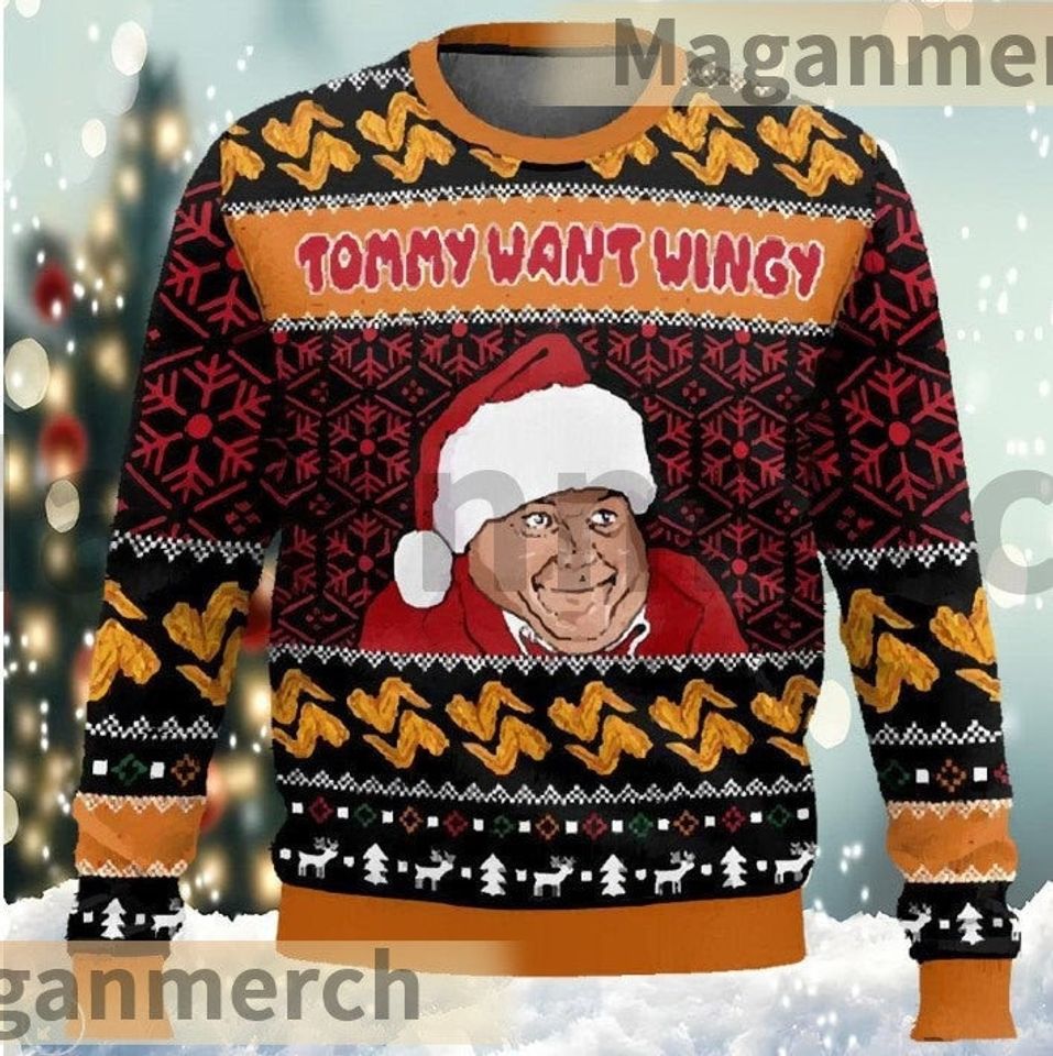 Chris Farley Tommy Likey Tommy Want Wingy Funny Ugly Christmas Sweater