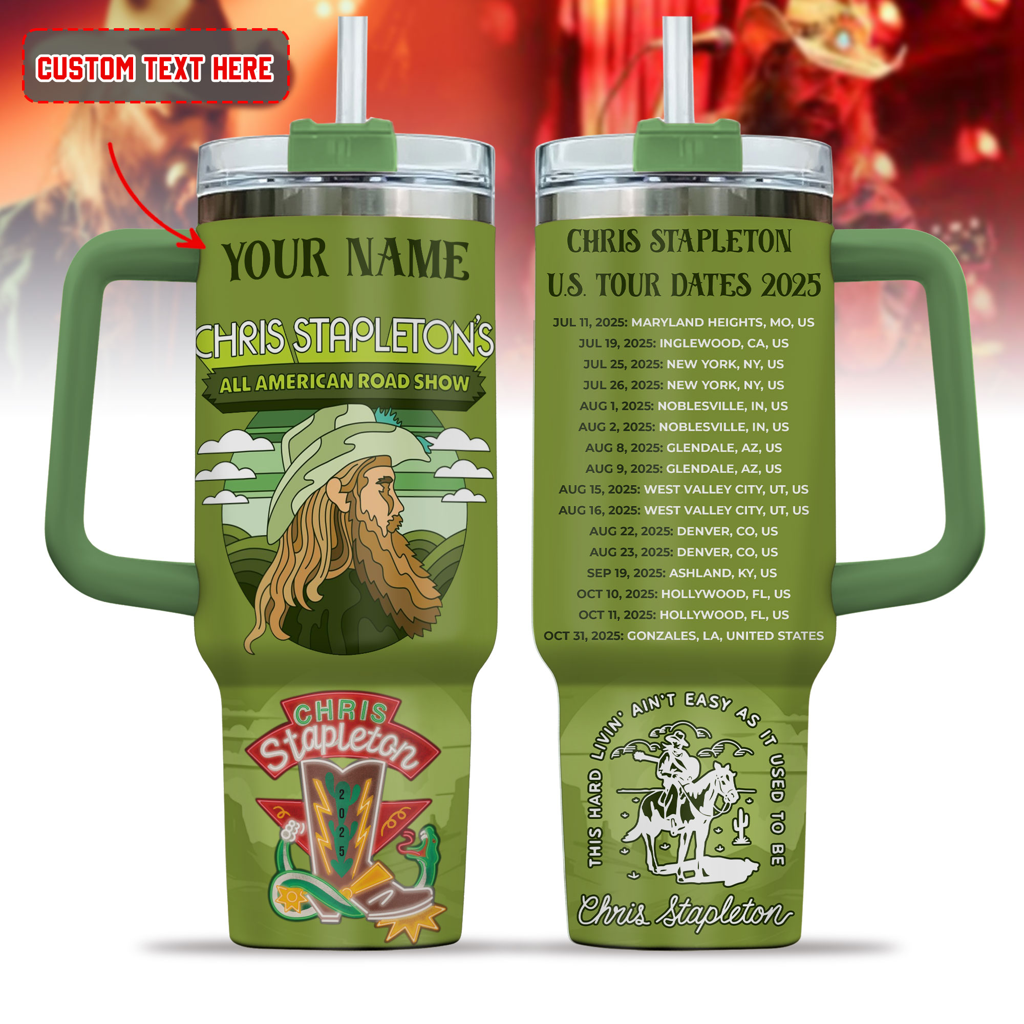 Chris Stapleton Music Custom Stanley Cup 40 oz 30 oz Tumbler With HandleTVC230192