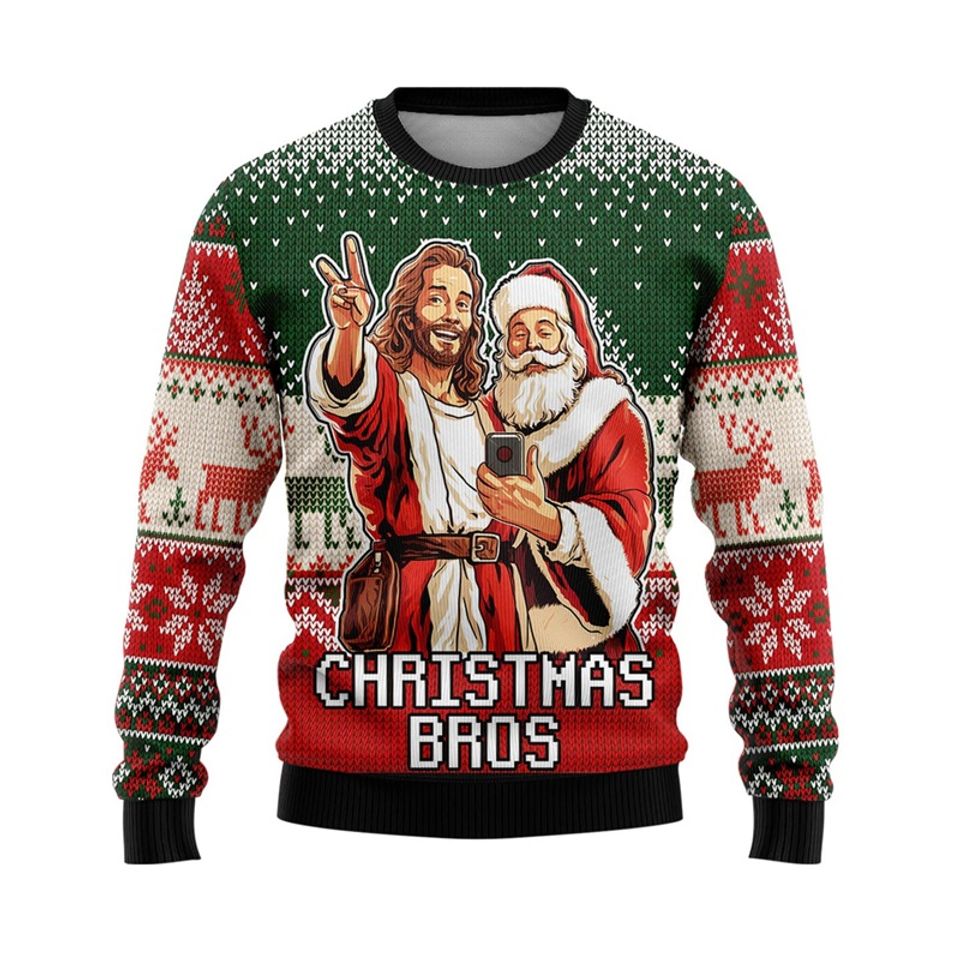 Chrismtas Ugly Sweatshirt, Jesus Santa Claus Printed Sweatshirt