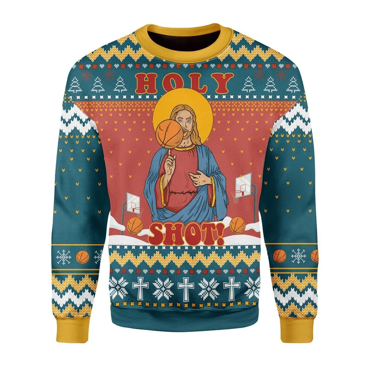 Christ Jesus Holy Shot! Ugly Christmas Sweater Adult 3D Funny Matching for family - Image 2
