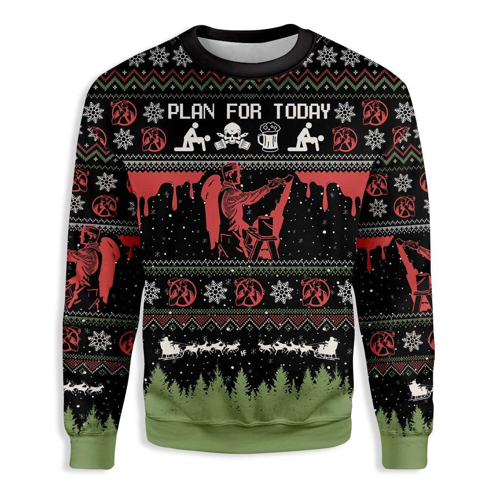 Christian Painter Ugly Christmas Sweater Adult 3D Funny Matching for family