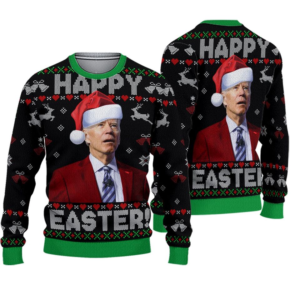 Christmas 2023, Santa Joe Biden Merry Easter Ugly Christmas Sweater