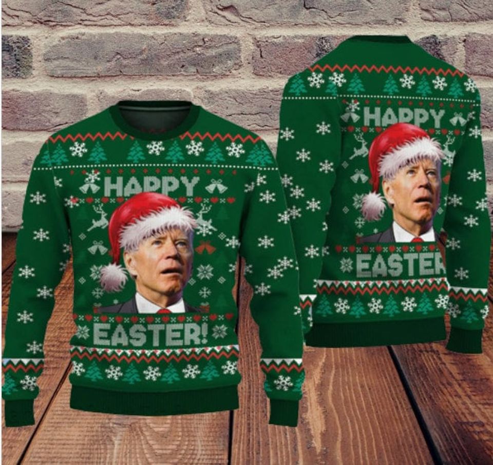 Christmas 2023, Santa Joe Biden Merry Easter Ugly Christmas Sweater