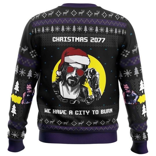 Christmas 2077 He Have A City To Burn Ugly Sweater - Image 6