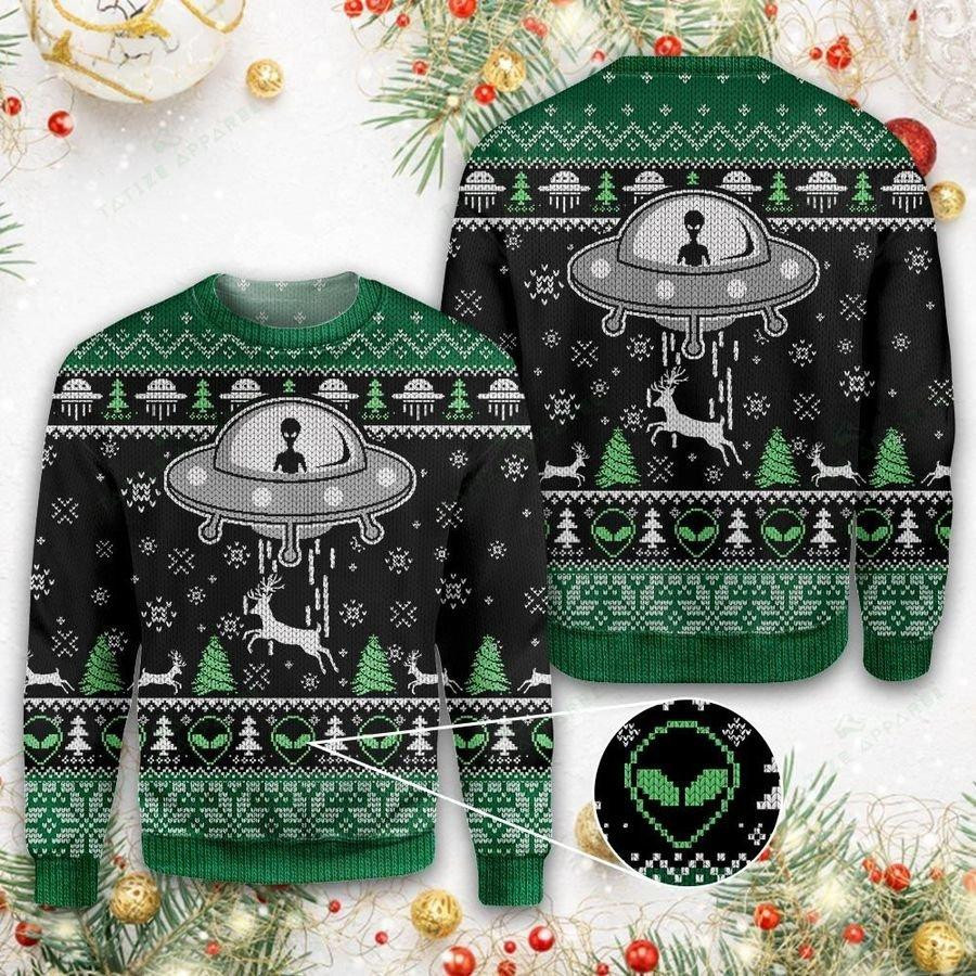 Christmas Alien Ugly Christmas Sweater Adult 3D Funny Matching for family