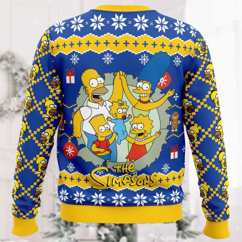 Christmas Bart Simpsons Ugly Sweater, Homer Simpson Holiday Shirt, Funny Cartoon Movie Xmas Sweater - Image 3
