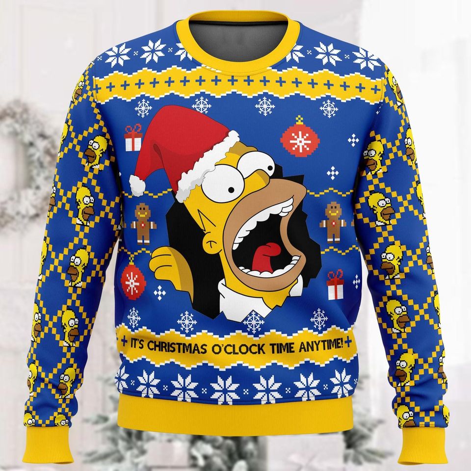 Christmas Bart Simpsons Ugly Sweater, Homer Simpson Holiday Shirt, Funny Cartoon Movie Xmas Sweater - Image 2