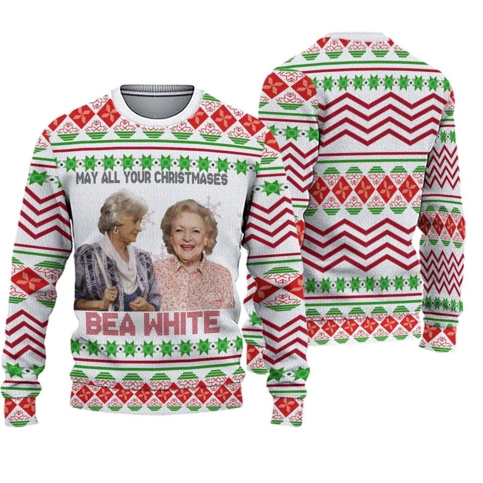 Christmas Bea White Stay Golden Sweater