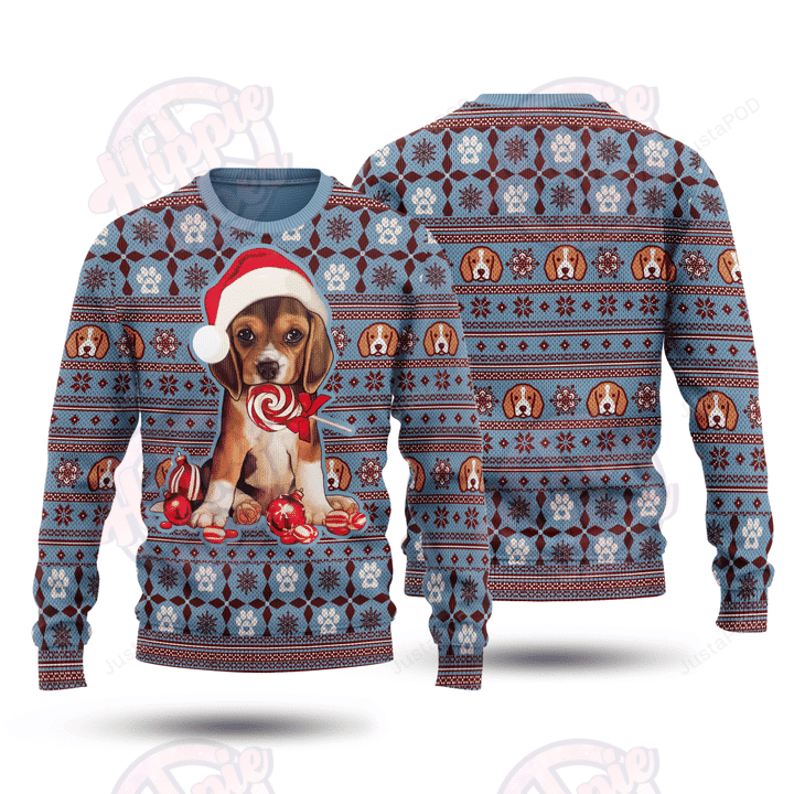 Christmas Beagle Dog Ugly Christmas Sweater Adult 3D Funny Matching for family