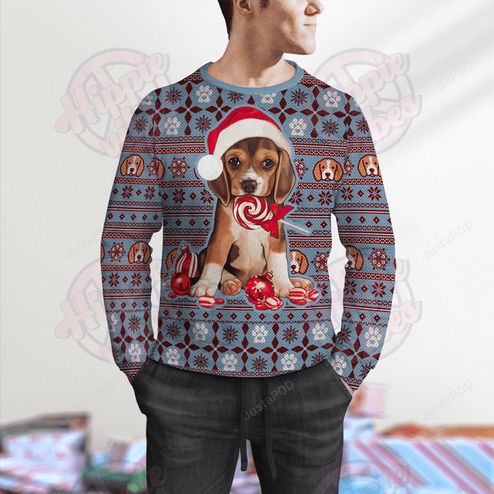 Christmas Beagle Dog Ugly Christmas Sweater Adult 3D Funny Matching for family - Image 2