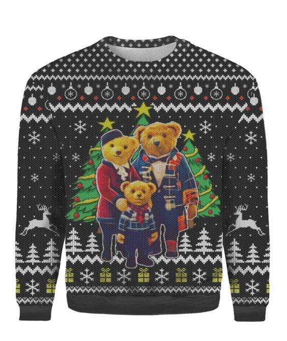 Christmas Bear Ugly Christmas Sweater Adult 3D Funny Matching for family