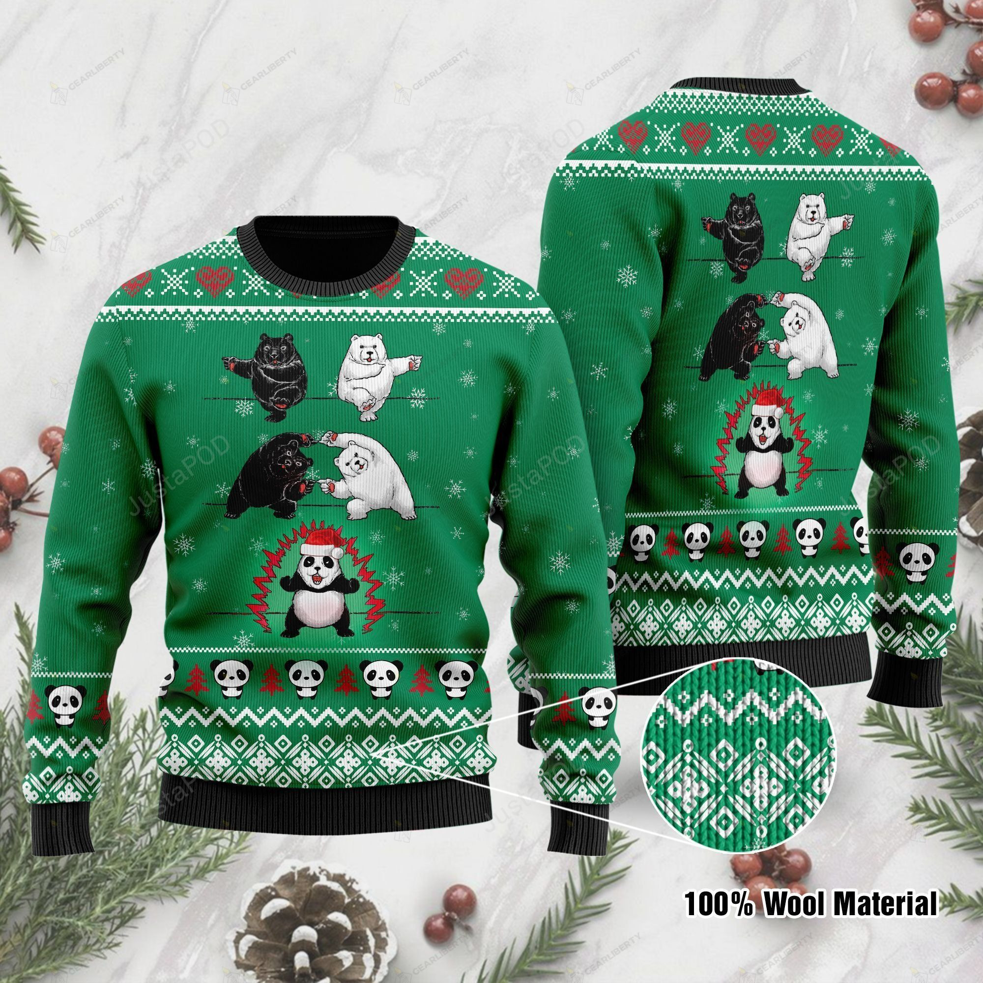 Christmas Bears Ugly Christmas Sweater Adult 3D Funny Matching for family