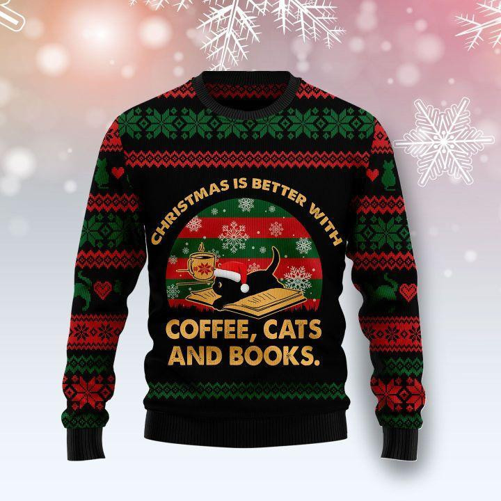 Christmas Better With Cat Ugly Christmas Sweater Adult 3D Funny Matching for family