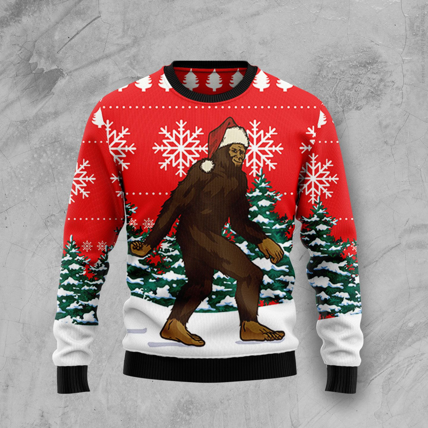 Christmas Bigfoot Ugly Christmas Sweater Adult 3D Funny Matching for family
