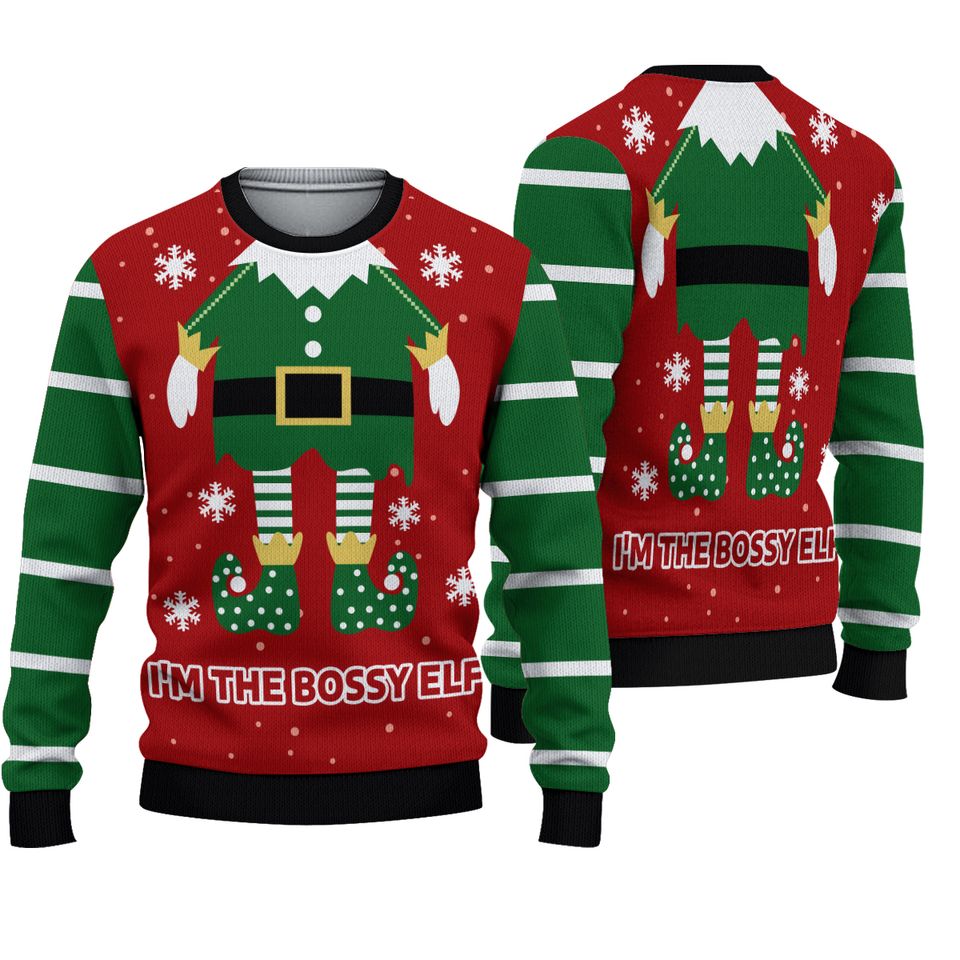 Christmas Bossy Elf Sweater, Elf Movie Ugly Sweater