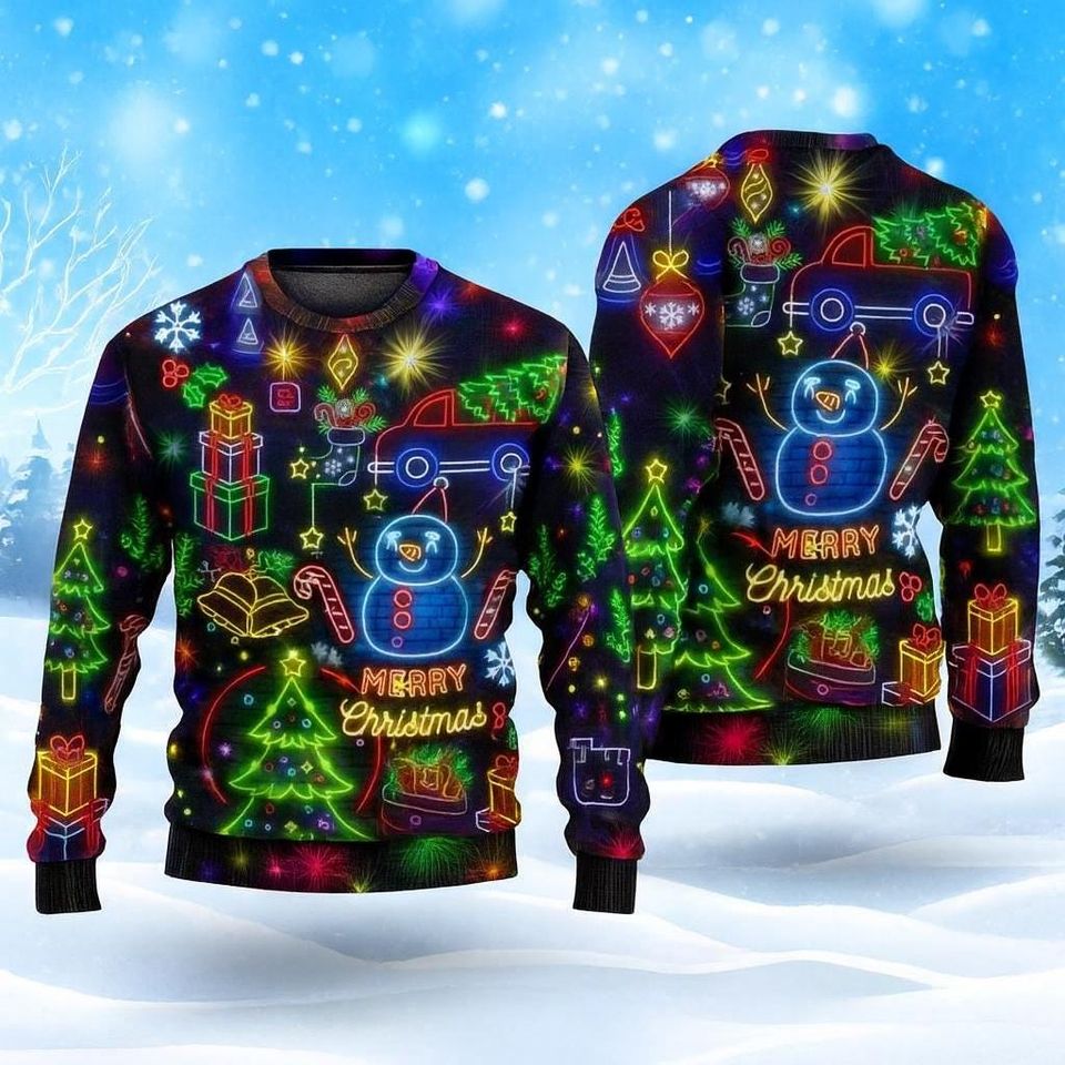 Christmas Bright Neon Lighting Ugly Christmas Sweater