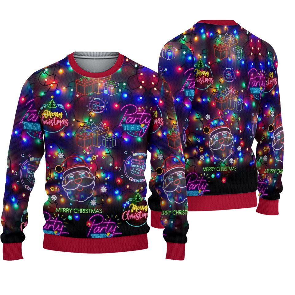 Christmas Bright Neon Lighting Ugly Christmas Sweater