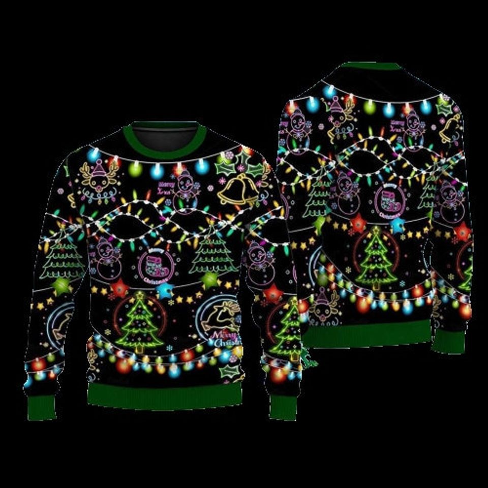 Christmas Bright Neon Lighting Ugly Christmas Sweater