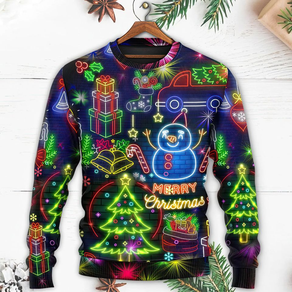Christmas Bright Neon Lighting Ugly Christmas Sweater