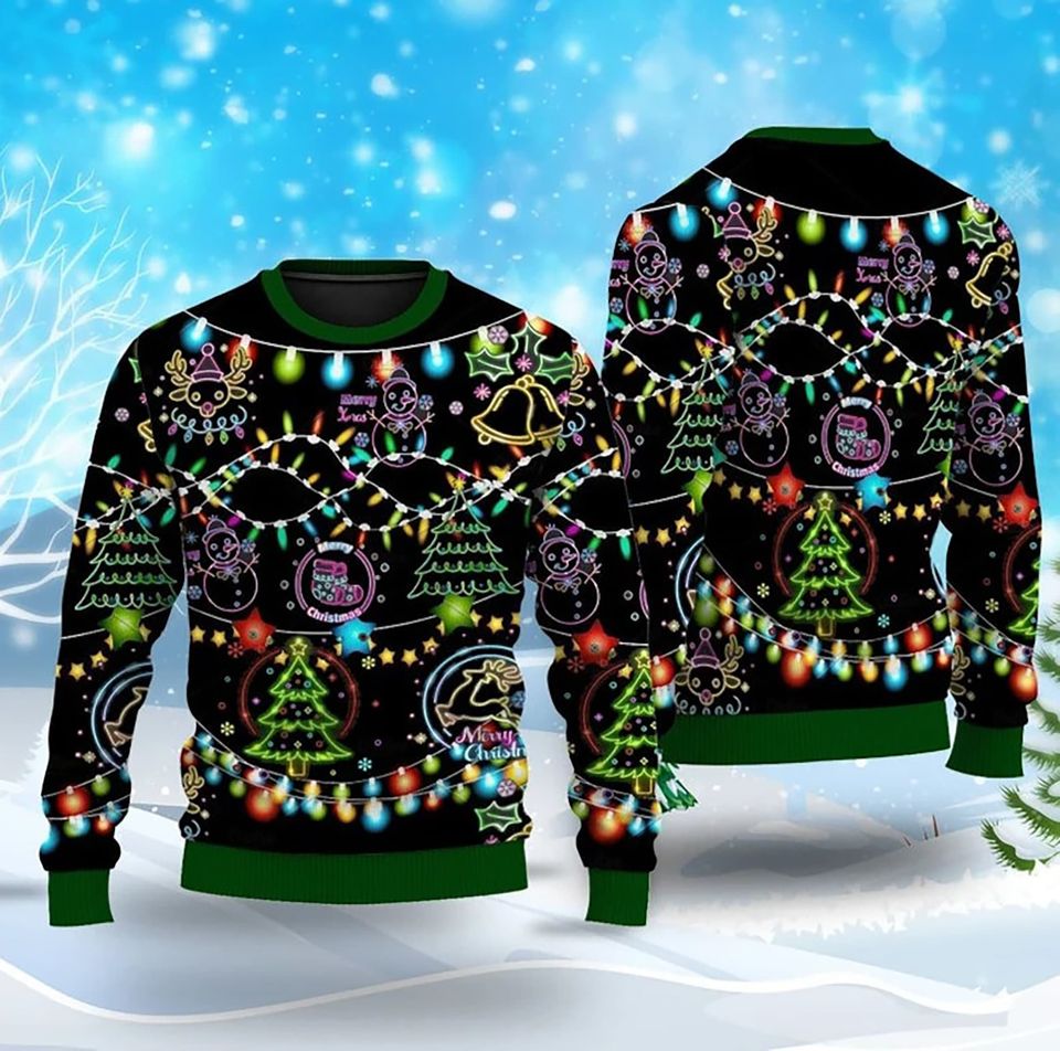 Christmas Bright Neon Lighting Ugly Christmas Sweater
