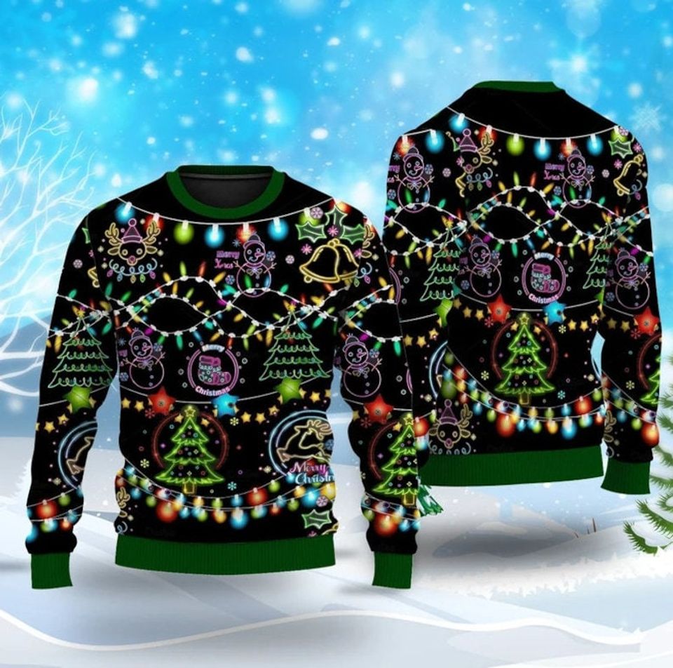 Christmas Bright Neon Lighting Ugly Christmas Sweater, Ugly Sweater 2023