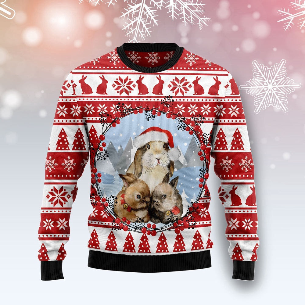 Christmas Bunny Unisex Womens Mens Couples Matching Friends Bunny Lover Rabbit Lover Funny Family Ugly Christmas Holiday Sweater Gifts