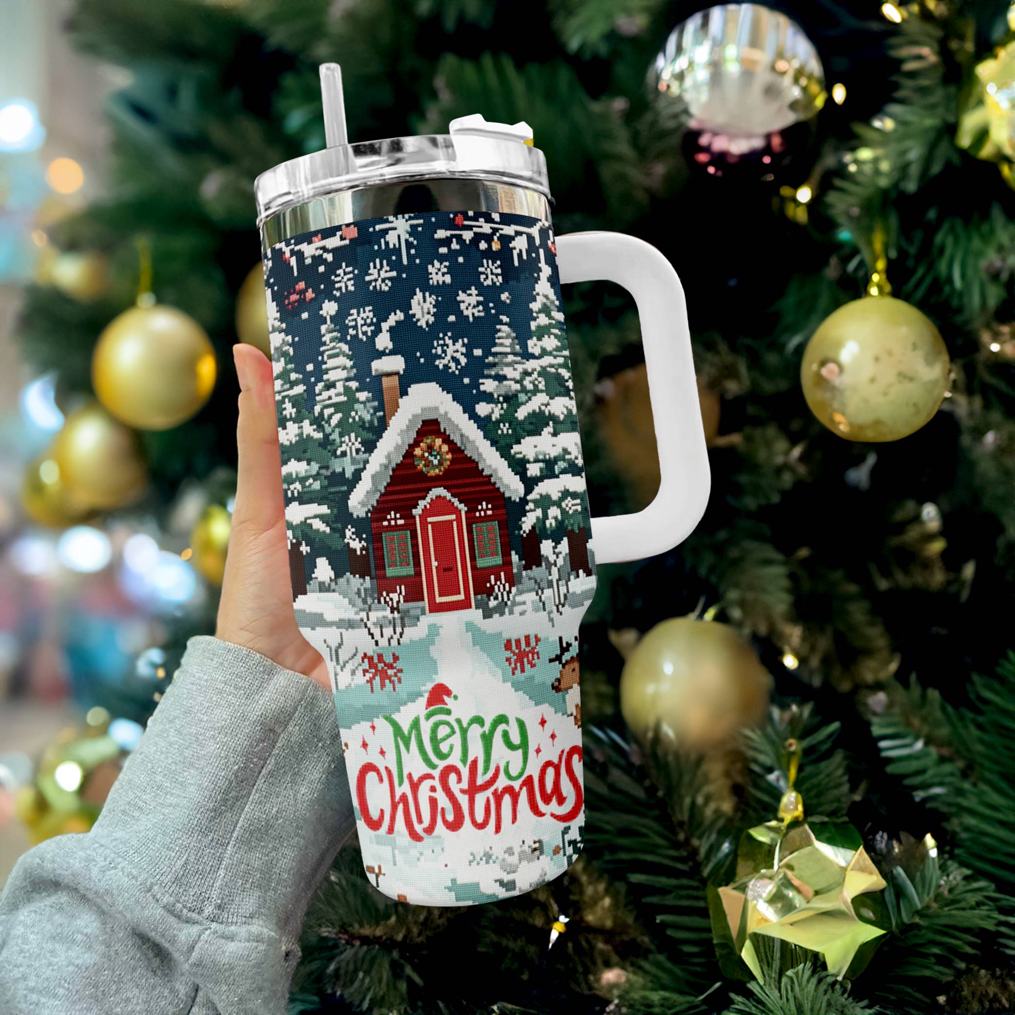 Christmas Cabin Custom Stanley Cup 40 oz 30 oz Tumbler With HandleTVC2301500 - Image 2