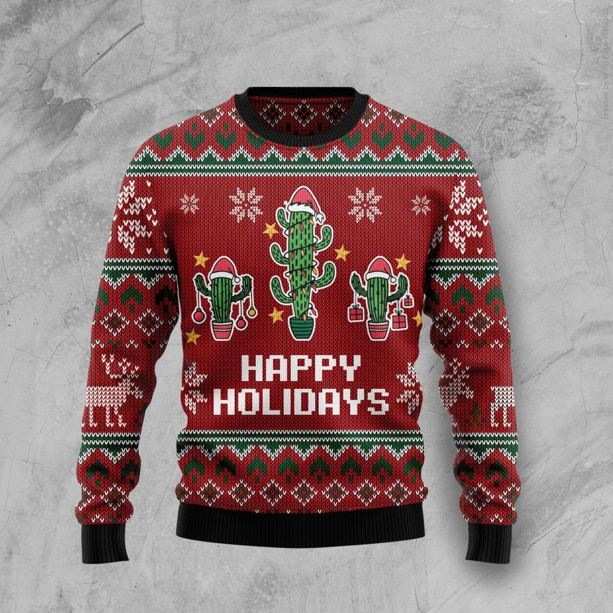 Christmas Cactus Ugly Christmas Sweater Adult 3D Funny Matching for family