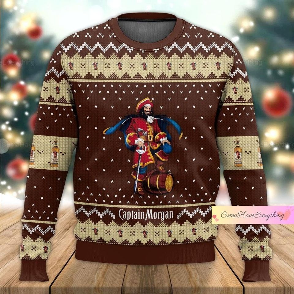 Christmas Captain Morgan Ugly Sweater, Captain Morgan Holiday Sweater