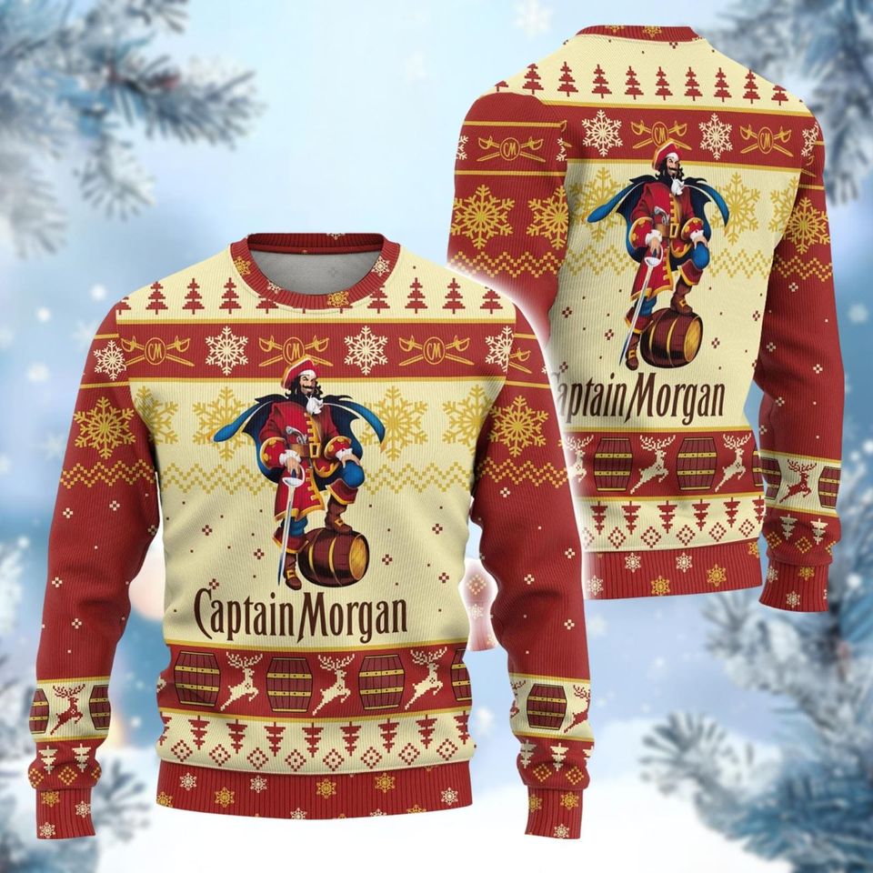 Christmas Captain Morgan Ugly Sweater, Captain Morgan Rum Xmas