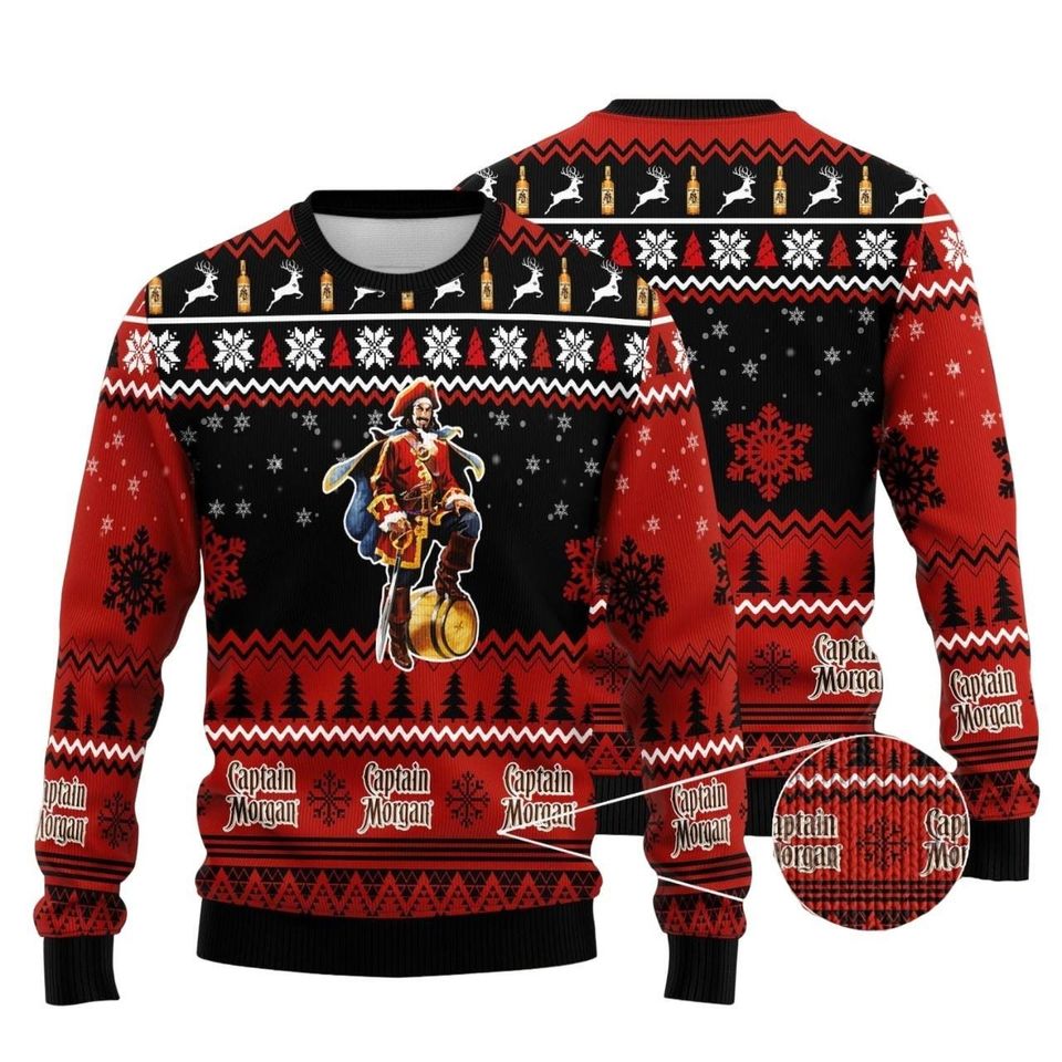 Christmas Captain Morgan Whiskey Ugly Sweater, Happy Christmas Whiskey Shirt