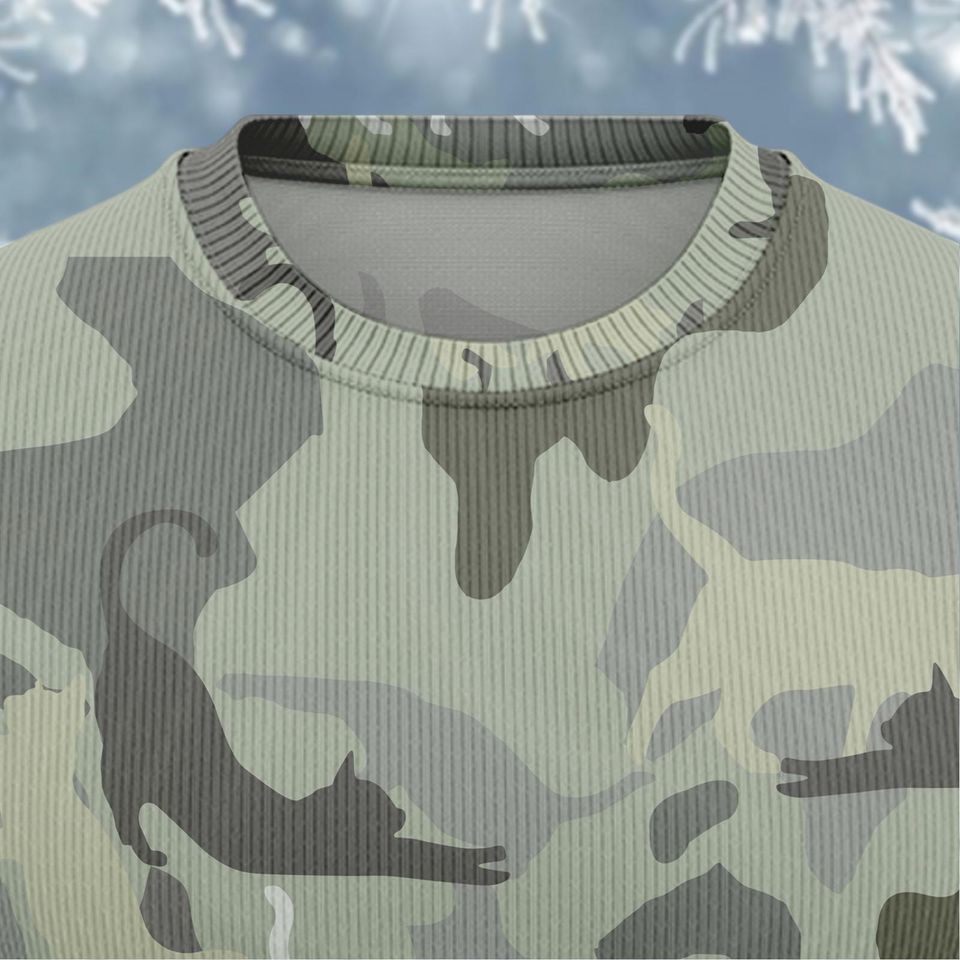 Christmas Cat Camo Ugly Sweater, Camouflage Christmas Sweater, Cat Lovers Holiday Sweater - Image 7