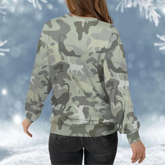 Christmas Cat Camo Ugly Sweater, Camouflage Christmas Sweater, Cat Lovers Holiday Sweater - Image 14
