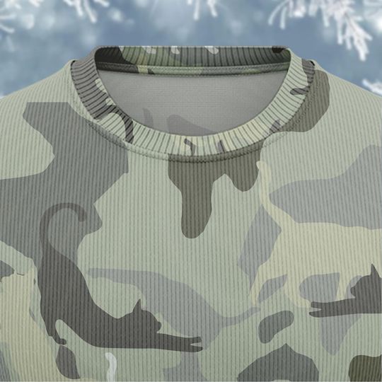 Christmas Cat Camo Ugly Sweater, Camouflage Christmas Sweater, Cat Lovers Holiday Sweater - Image 17