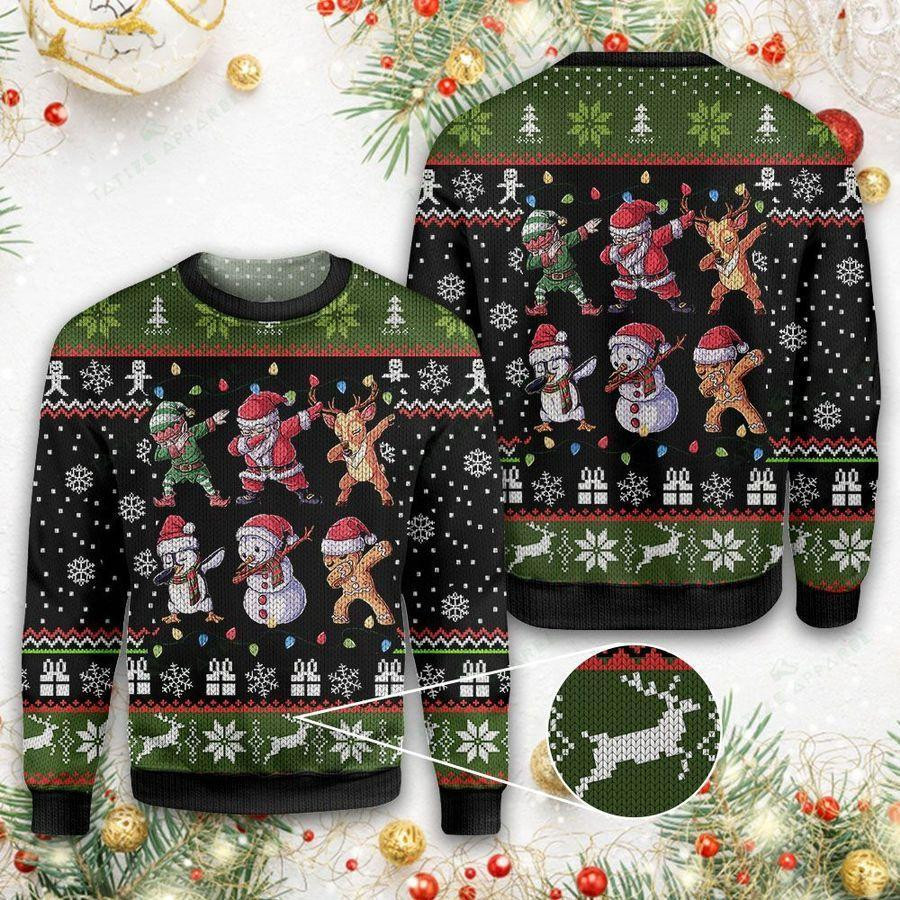 Christmas Character Dabbing Ugly Christmas Sweater Adult 3D Funny Matching for family
