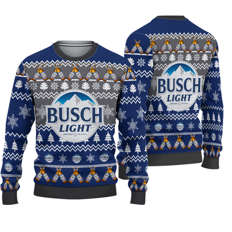 Christmas Cheers With Light Busch Beer Ugly Beer Sweater