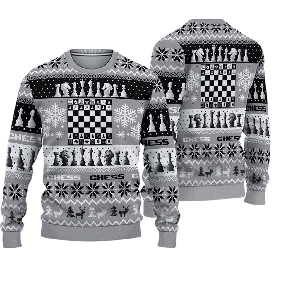 Christmas Chess Board Games Ugly Christmas Sweater
