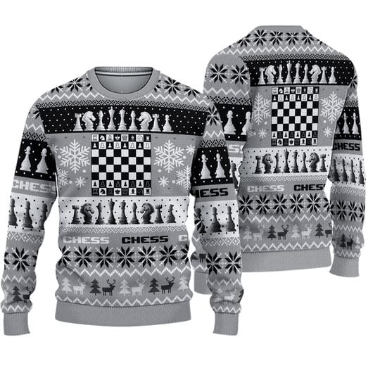 Christmas Chess Board Games Ugly Christmas Sweater - Image 2
