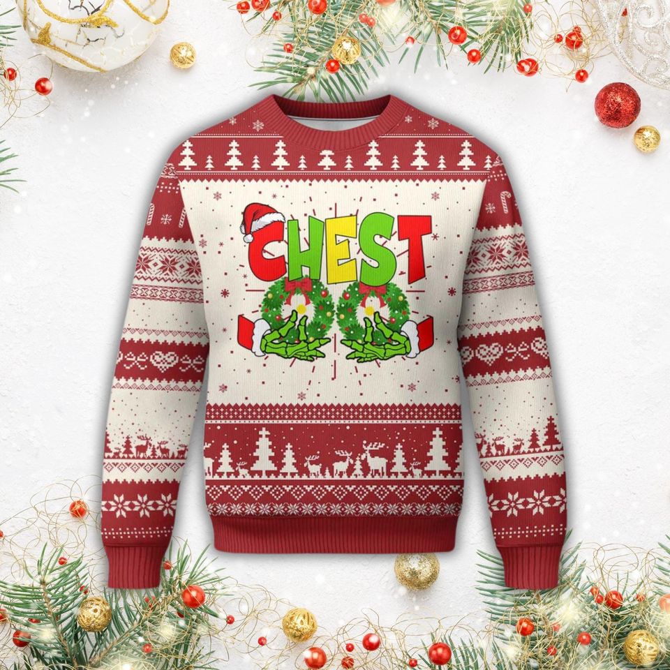 Christmas Chest Ugly Sweater, Chest Nuts Couple Sweater, Funny Christmas Holiday