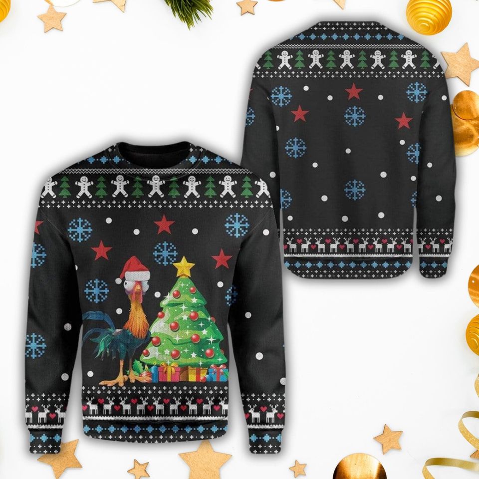 Christmas Chicken Ugly Sweater, Chicken Love Holiday Sweater