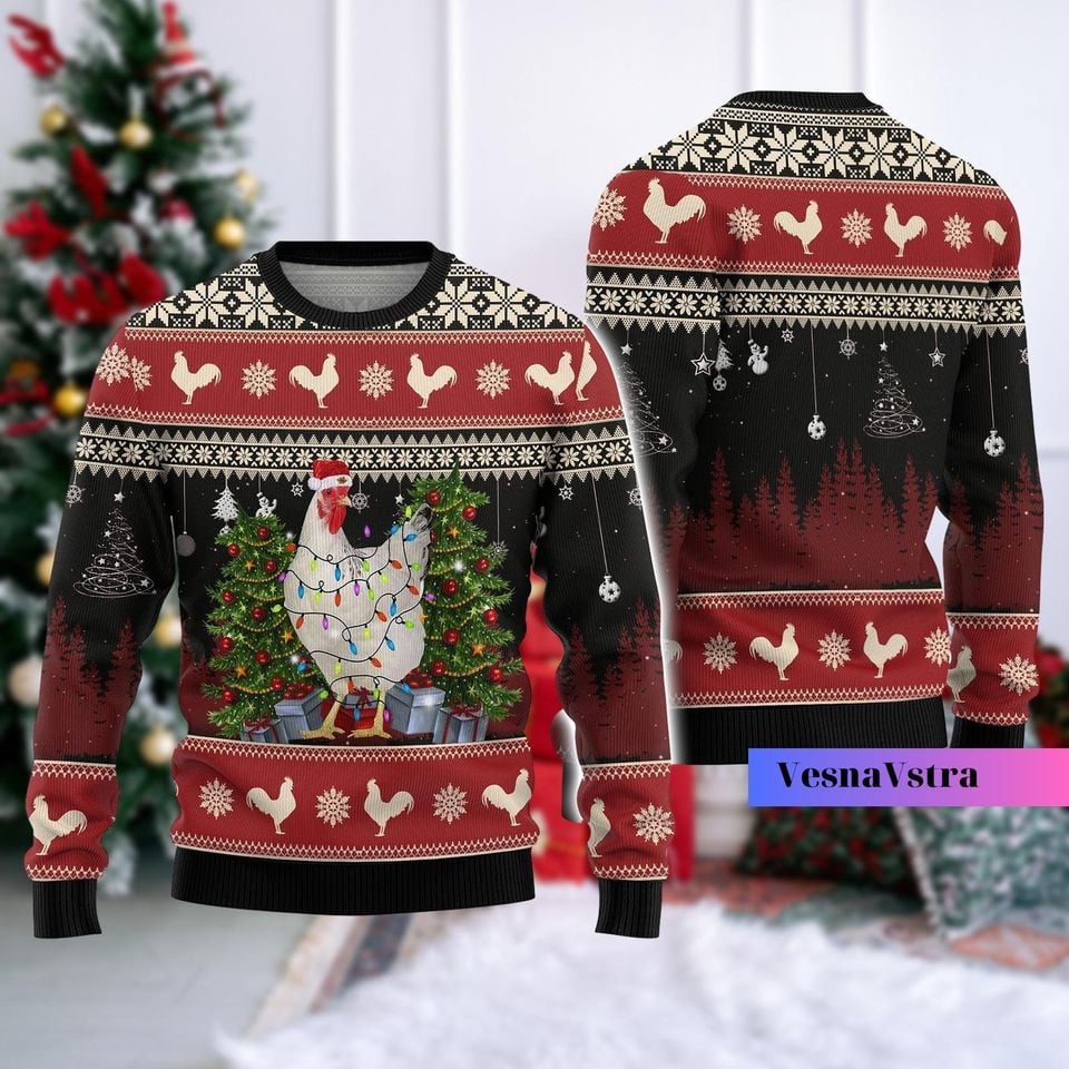 Christmas Christmas Chicken Sweater, Funny Chicken Sweater