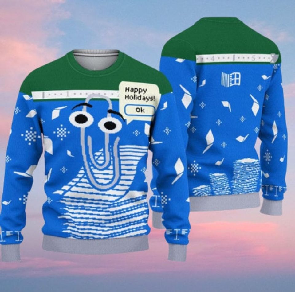 Christmas Clippy Sweater, Windows Ugly Christmas Sweater