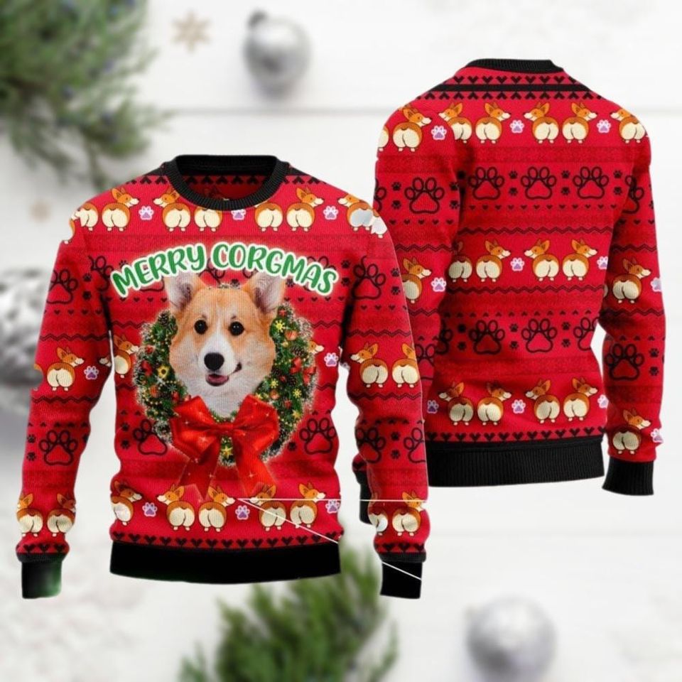 Christmas Corgi Dog Ugly Sweater, Merry Corgmas Sweatshirt