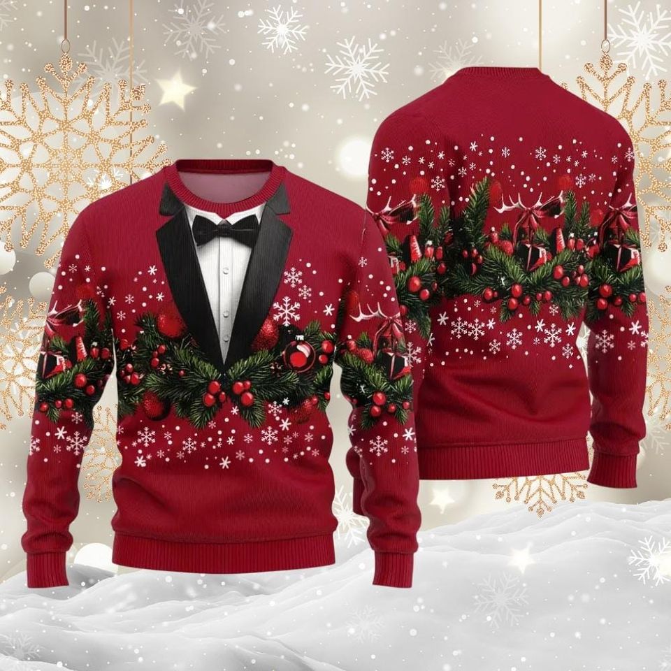 Christmas Cosplay Ugly Sweater, Xmas Suit Sweater
