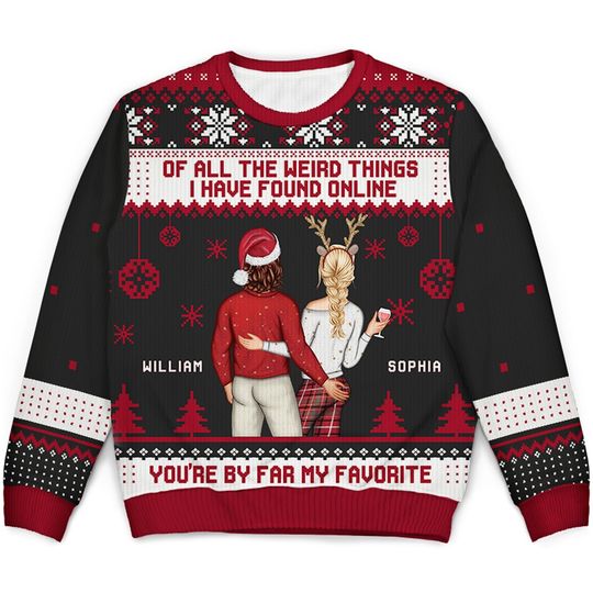 Christmas Couple Backside You Are My Favorite By Far - Gift For Couples - Personalized Unisex Ugly Sweater - Image 4