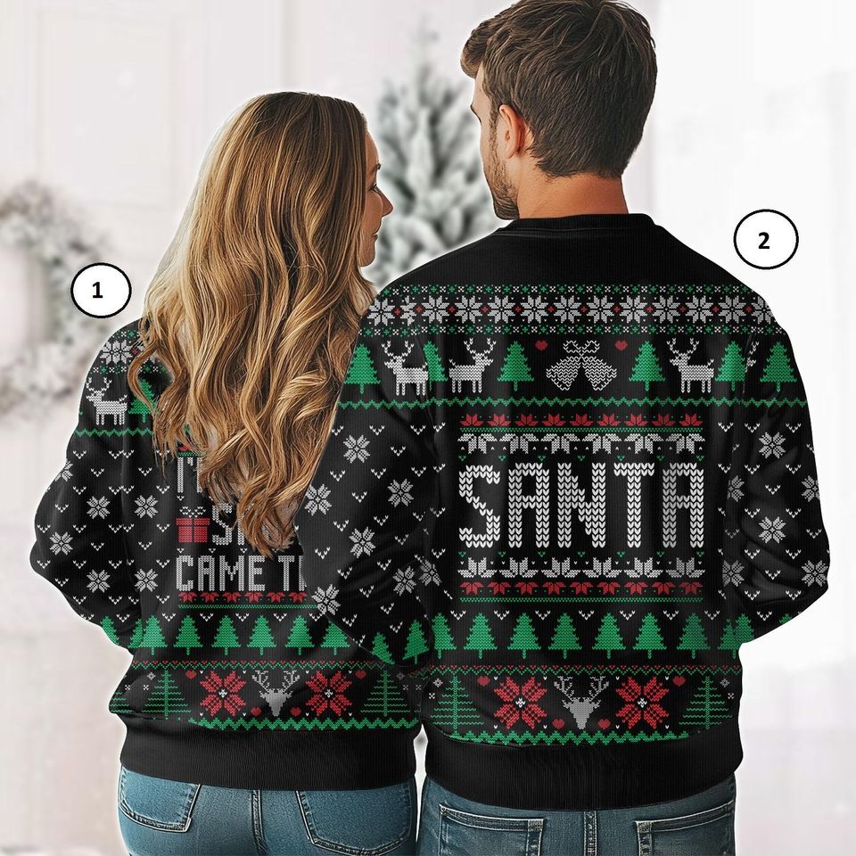 Christmas Couple Ugly Sweater, Im So Good Santa Came Twice