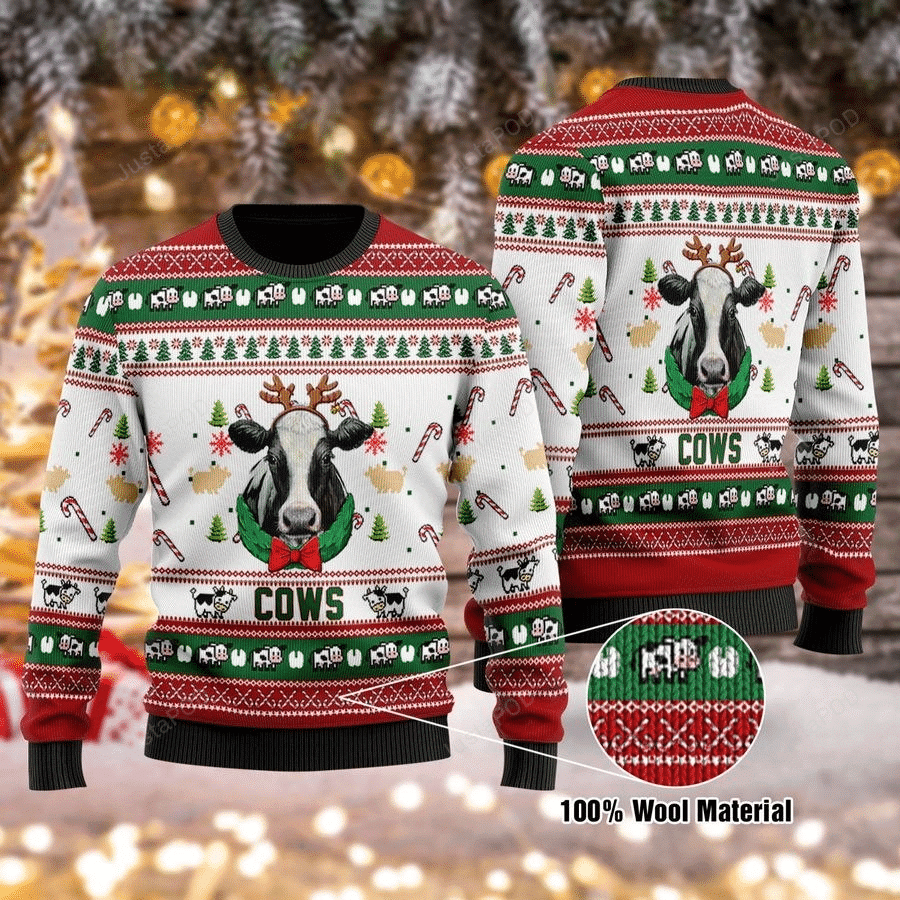 Christmas Cow Ugly Christmas Sweater Adult 3D Funny Matching for family