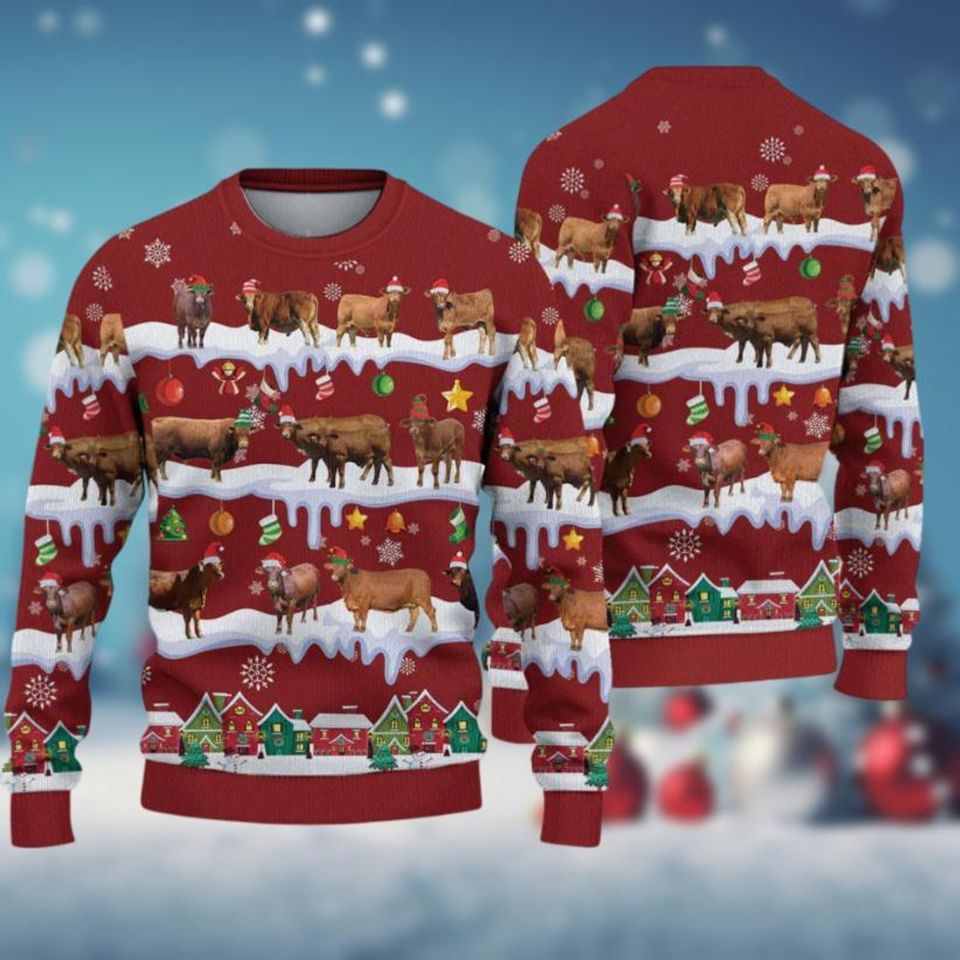 Christmas Cow Ugly Sweater, Farm Xmas Sweater, Farmer Holiday Sweater